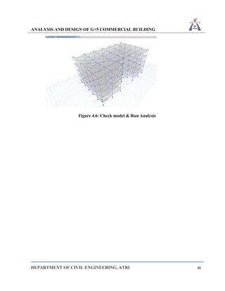 ANALYSIS AND DESIGN OF G+5 COMMERCIAL BUILDING
DEPARTMENT OF CIVIL ENGINEERING, ATRI 36
Figure 4.6: Check model & Run Analysis
 