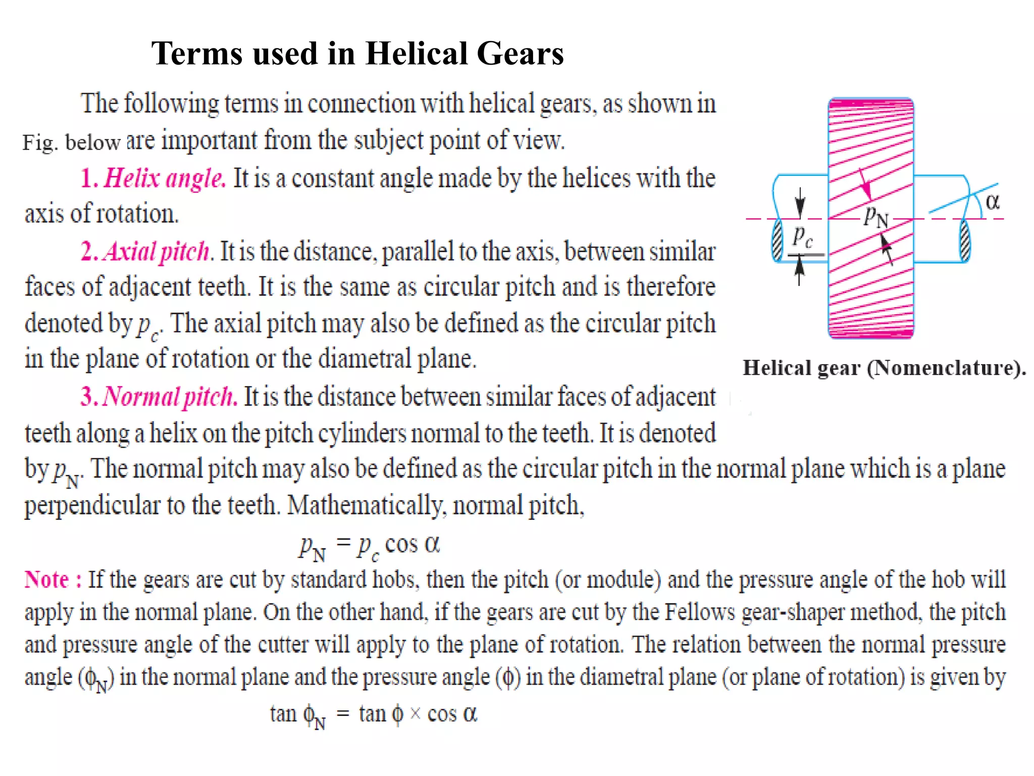 Terms used in Helical Gears
 