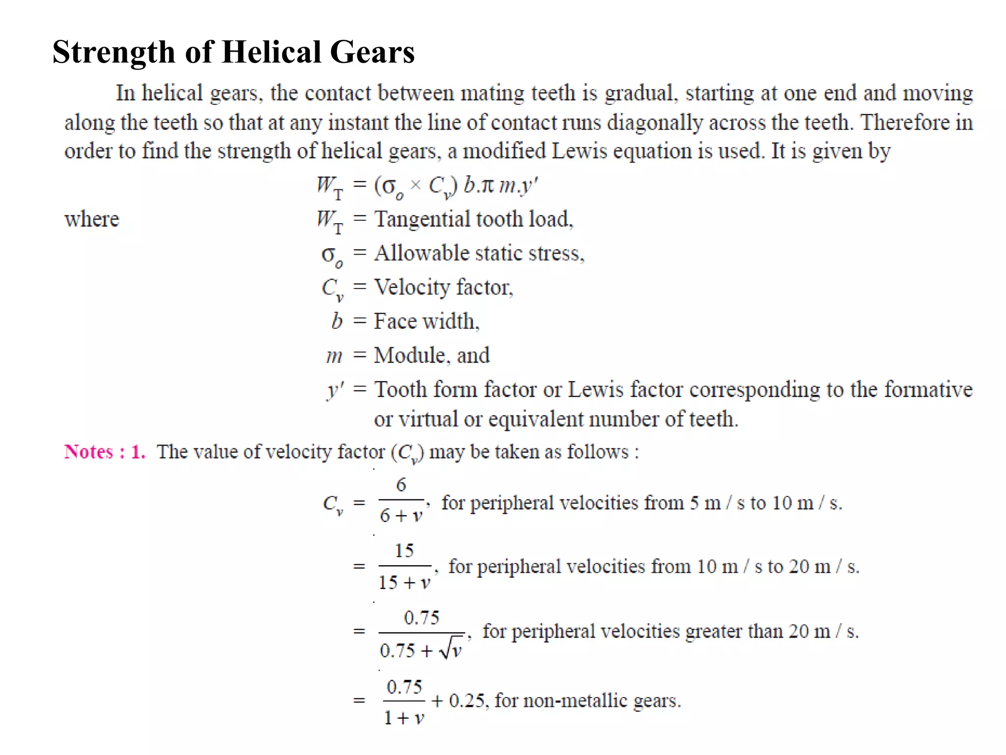 Strength of Helical Gears
 