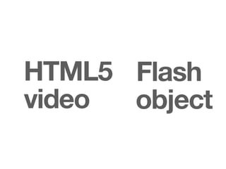 HTML5 Flash
video object
 