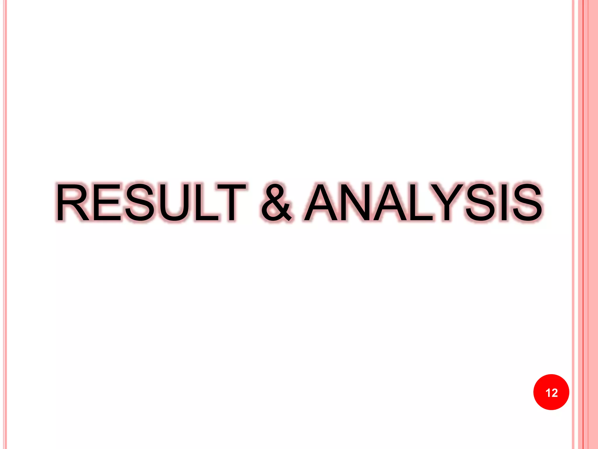 12
RESULT & ANALYSIS
 