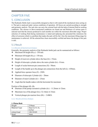 Design of hydraulic bottle jack | PDF