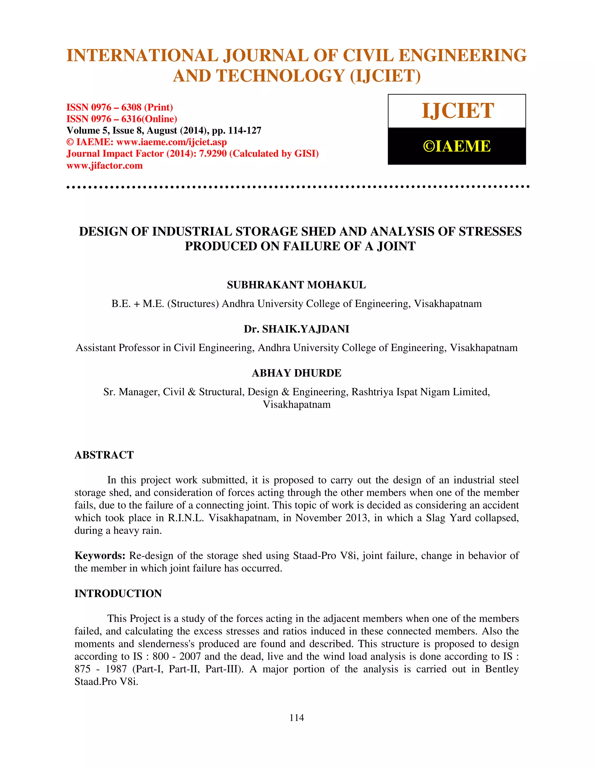 Design of industrial storage shed and analysis of stresses produced on ...