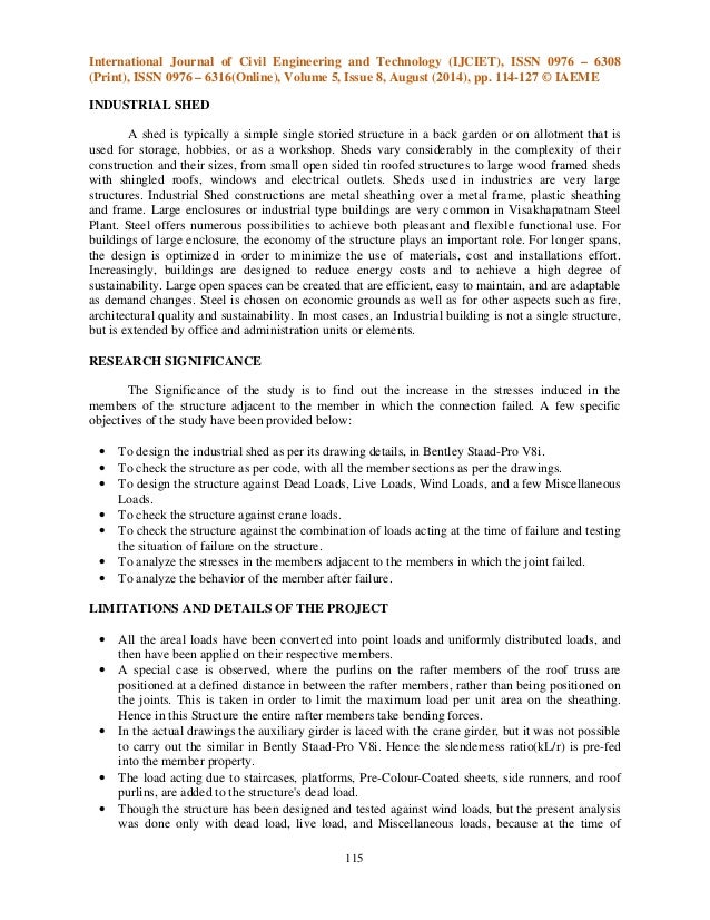 Design of industrial storage shed and analysis of stresses 