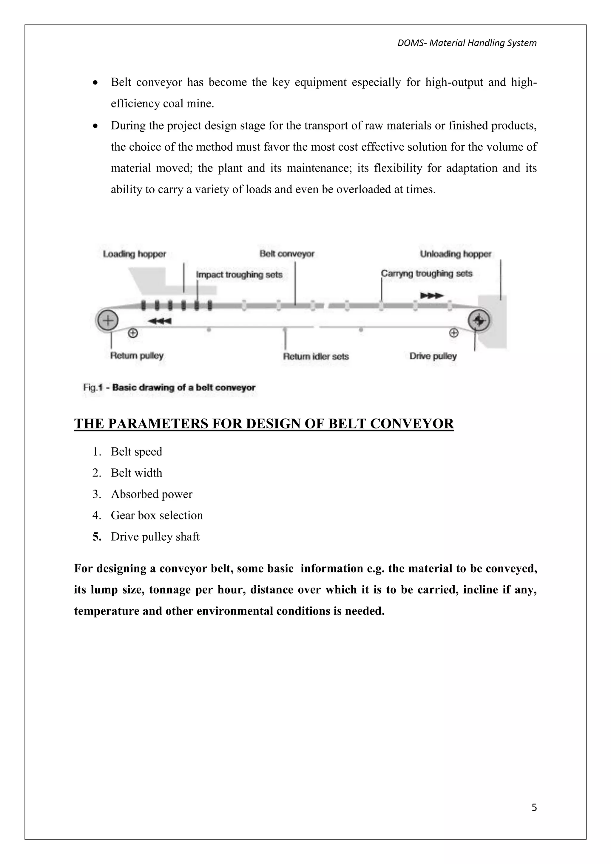 Design of material handling system belt conveyor system for crushed ...