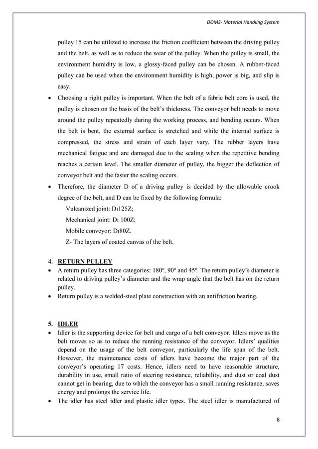 Design of material handling system belt conveyor system for crushed ...