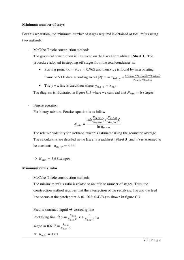 Design of Methanol Water Distillation Column