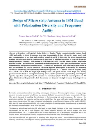 Design of Micro strip Antenna in Ism Band with Polarization Diversity ...