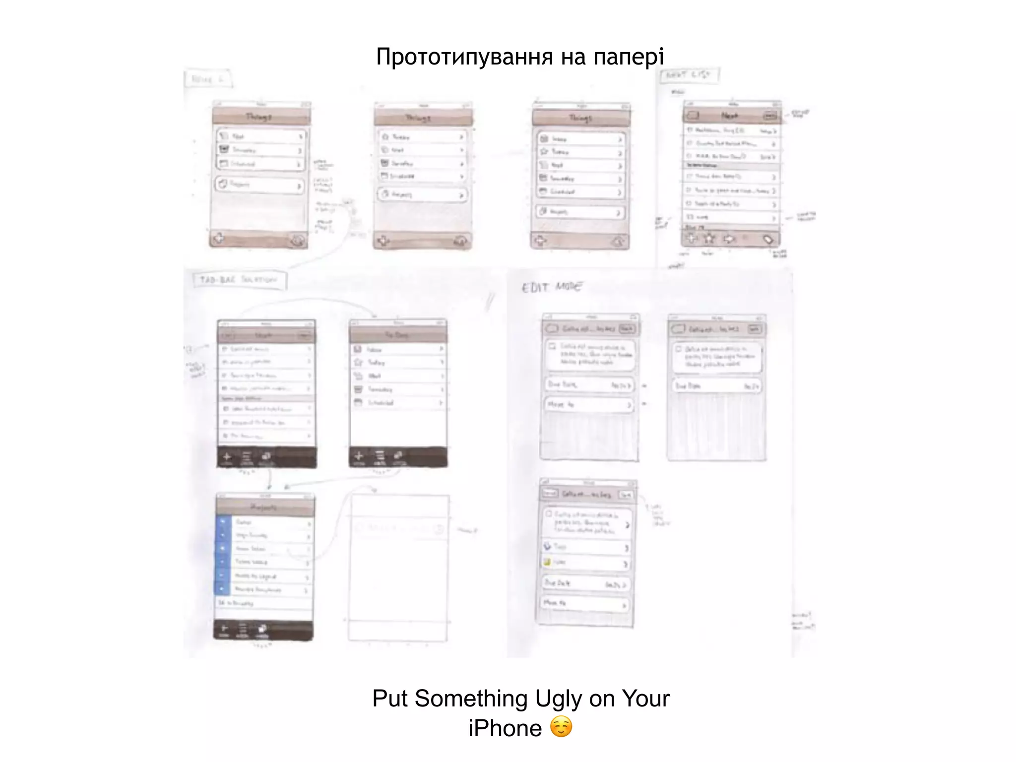 Put Something Ugly on Your
iPhone ☺
Прототипування на папері
 