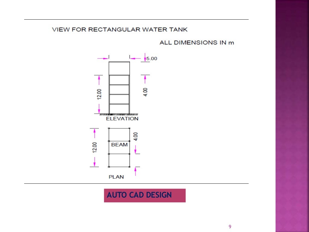 Design of overhead RCC rectangular water tank