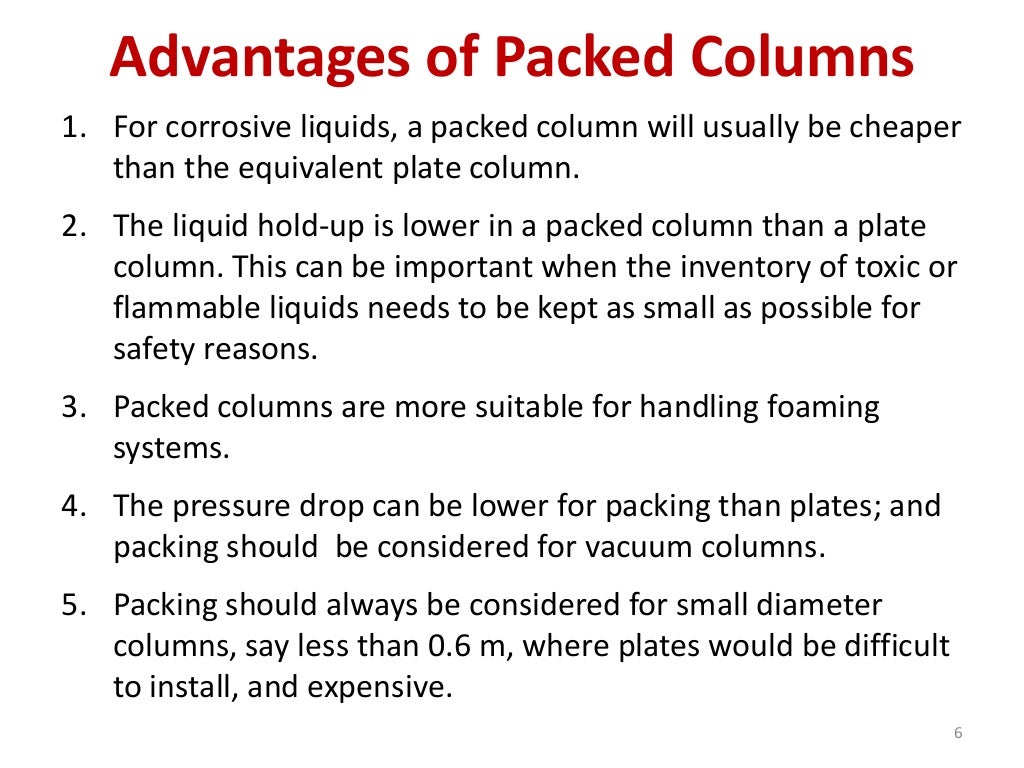 Design of packed columns