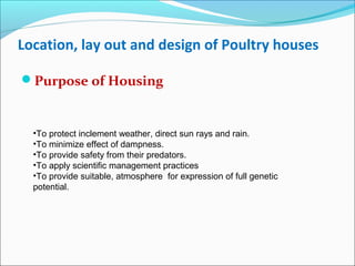 Design of poultry houses