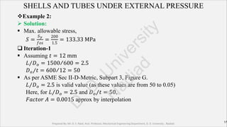 Pressure Shell Design of Pressure Vessel Shell Subjected to External Pressure as per ...