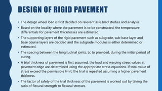 Pavement Design Loading Design of rigid pavements | PPTX
