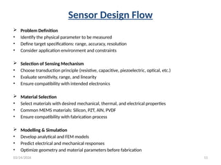 Sensor Sensing Design Design of Sensor Systems for MEMS Devices | PPTX