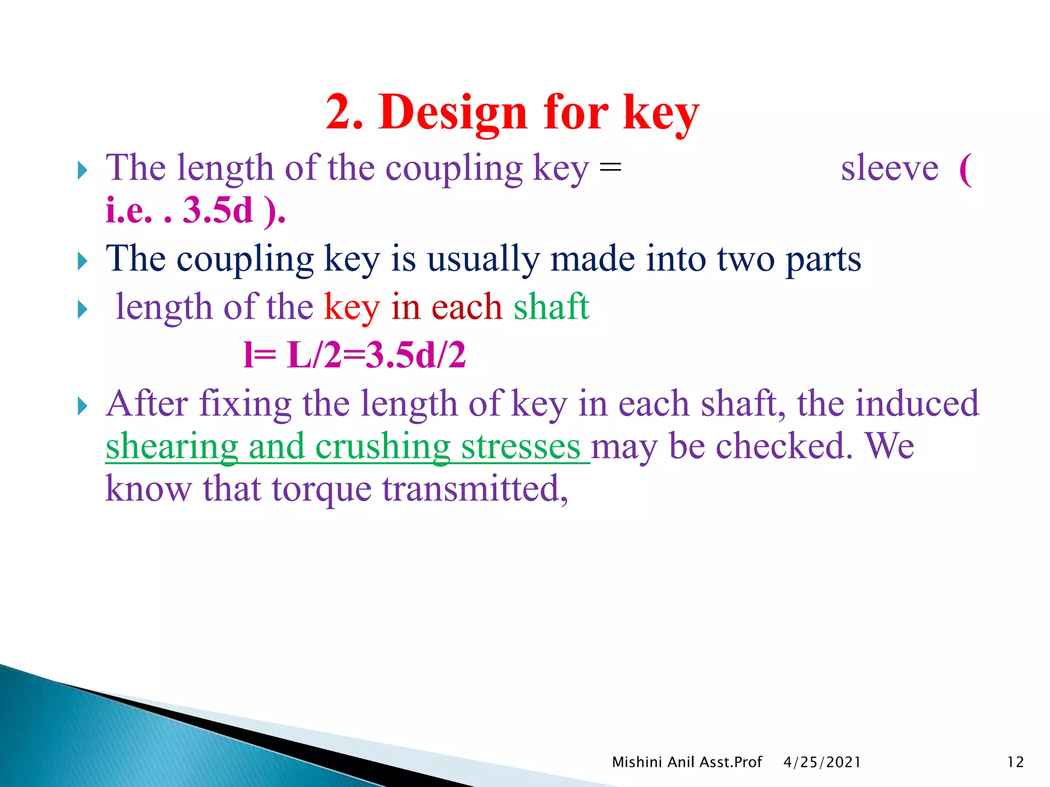 Design of shaft couplings PPT