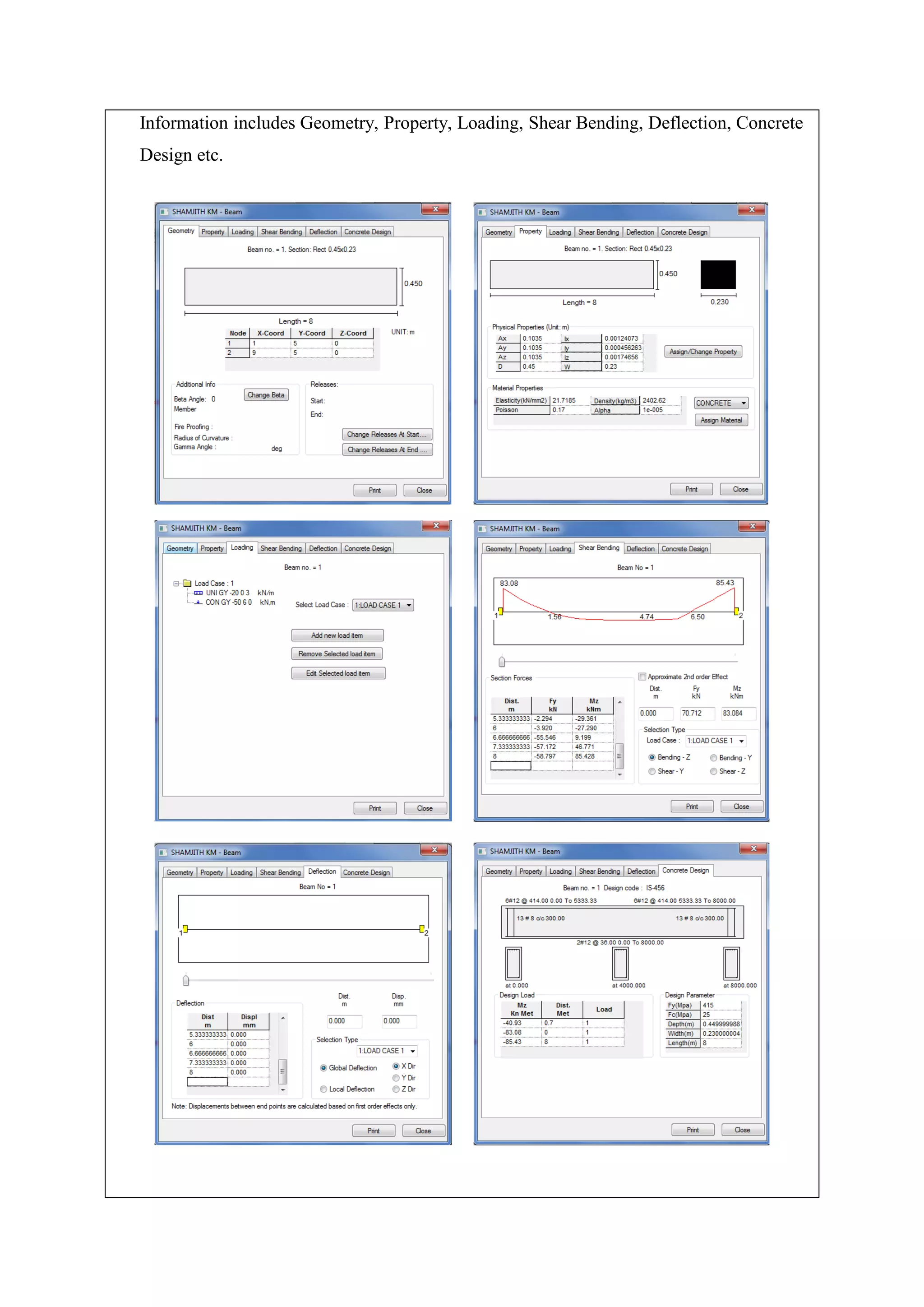 Design of simple beam using staad pro | PDF