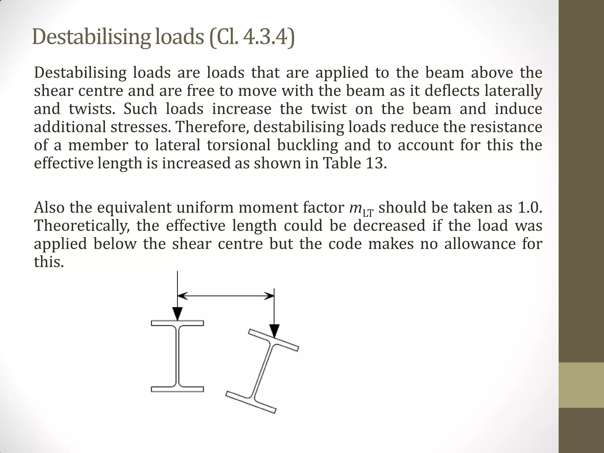 Destabilising Load Examples Design of steel beams | PDF