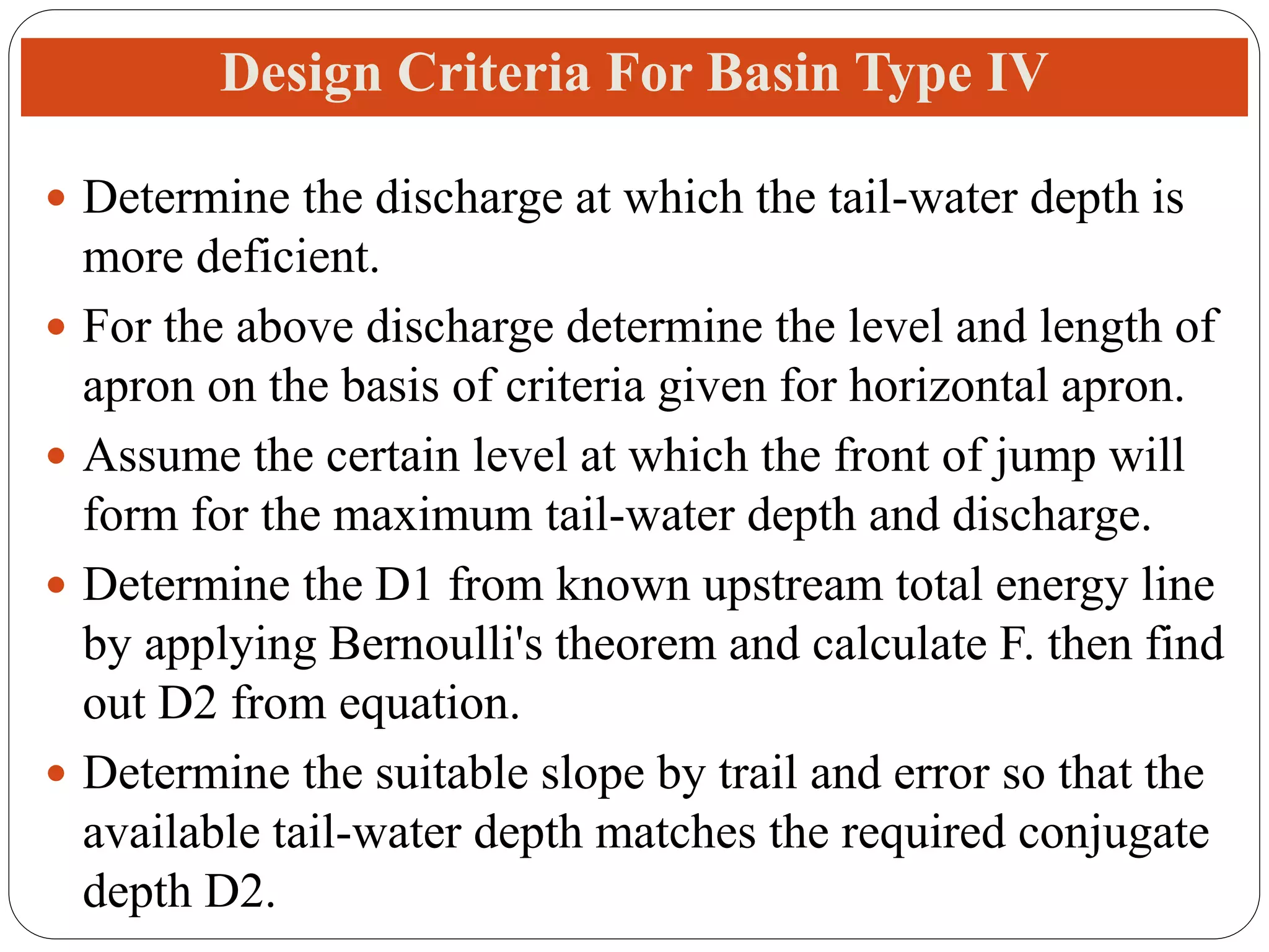 Design of stilling basin and roughness devices | PPTX