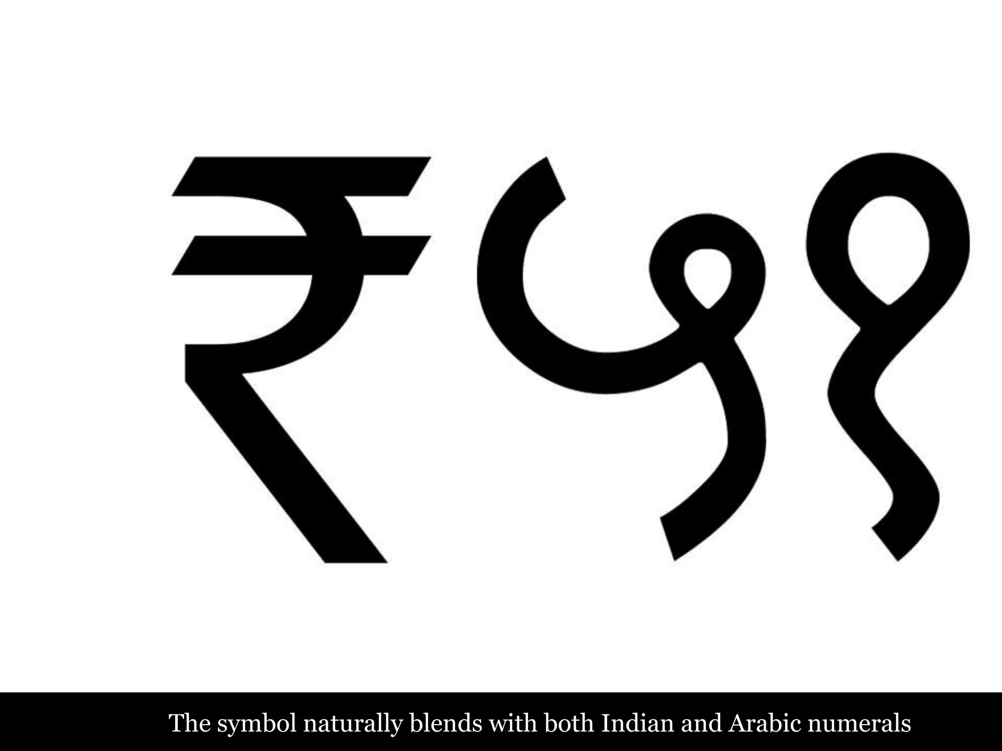 The symbol naturally blends with both Indian and Arabic numerals
 