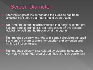 Wellpoint Screen Size Chart Design of tubewell | PPTX