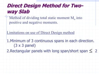 Direct Design Method Example Design of two way slabs(d.d.m.) | PDF