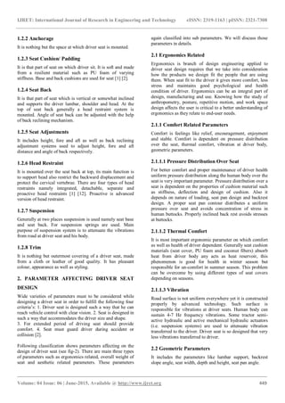 Design parameters of driver seat in an automobile | PDF