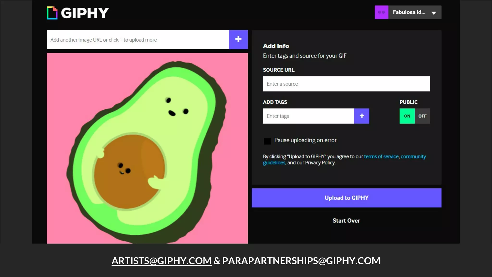 ARTISTS@GIPHY.COM & PARAPARTNERSHIPS@GIPHY.COM