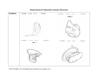 ©2015 TechIPm, LLC All Rights Reserved http://www.techipm.com/
Design Patents for Bluetooth Consumer Electronics
Earphone
 