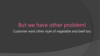 But we have other problem!
Customer want other style of vegetable and beef too.

 