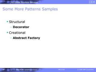 Some More Patterns Samples Structural  Decorator Creational  Abstract Factory 