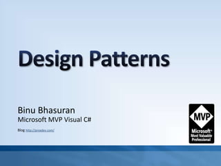 Binu Bhasuran
Microsoft MVP Visual C#
Blog http://proxdev.com/
 