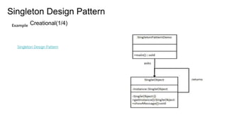 Singleton Design Pattern
Creational(1/4)Example
Singleton Design Pattern
 