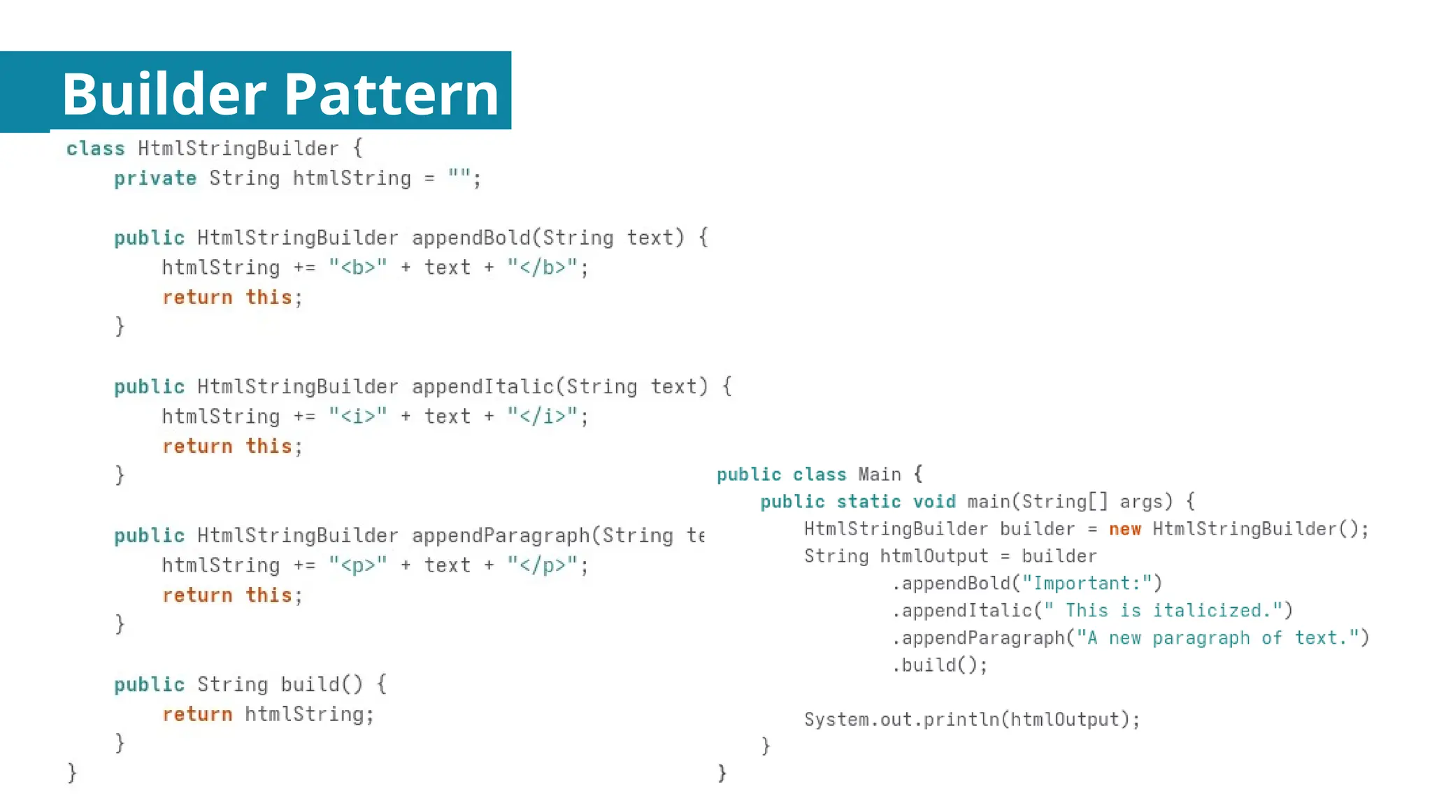 Builder Pattern
 