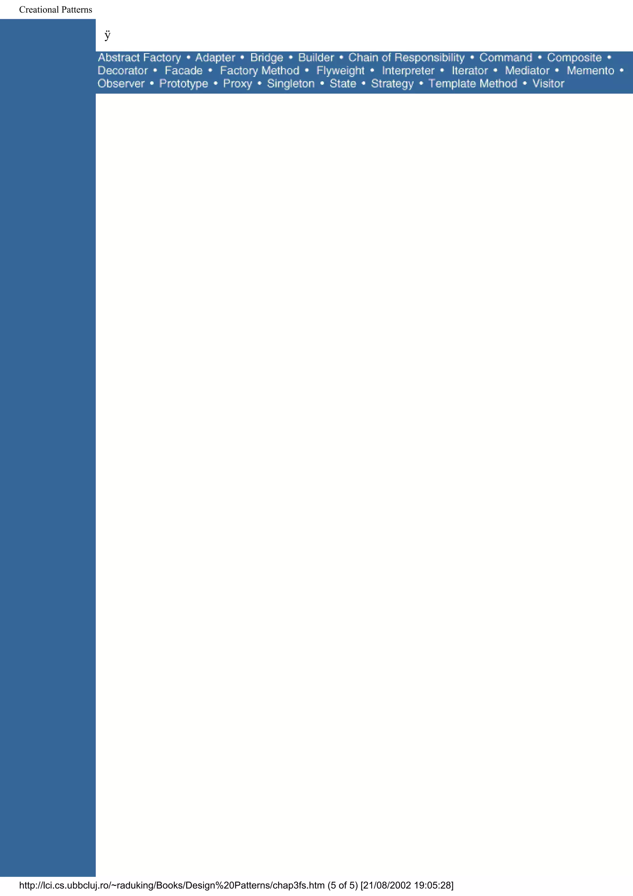 Creational Patterns ÿ http://lci.cs.ubbcluj.ro/~raduking/Books/Design%20Patterns/chap3fs.htm (5 of 5) [21/08/2002 19:05:28] 