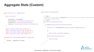 Aggregate State (Custom)
Dennis Doomen | @ddoomen | The Continuous Improver
 