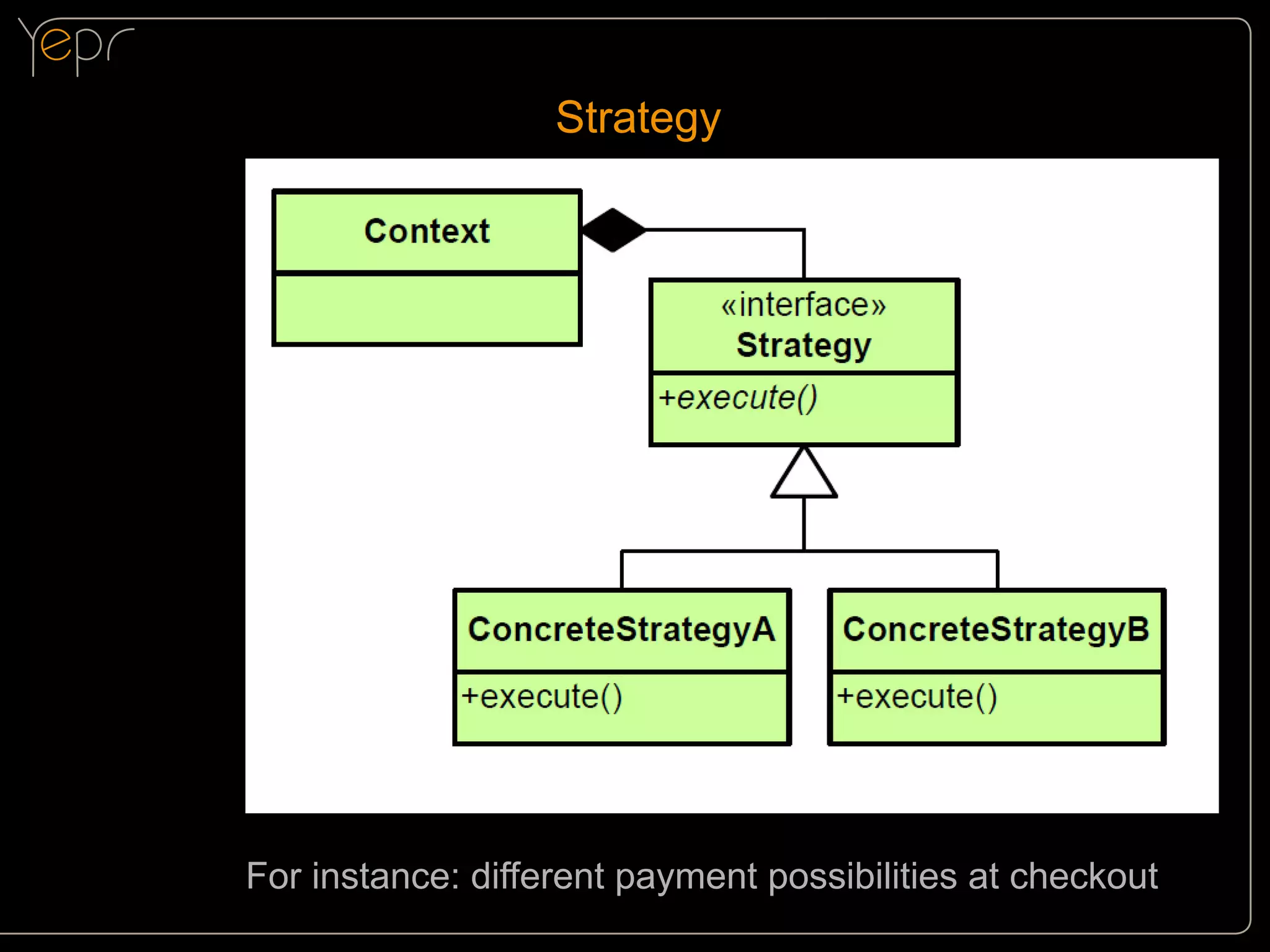 Strategy

For instance: different payment possibilities at checkout

 