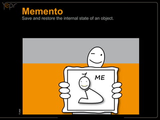 Memento

Save and restore the internal state of an object.

©cyepr

ME

 