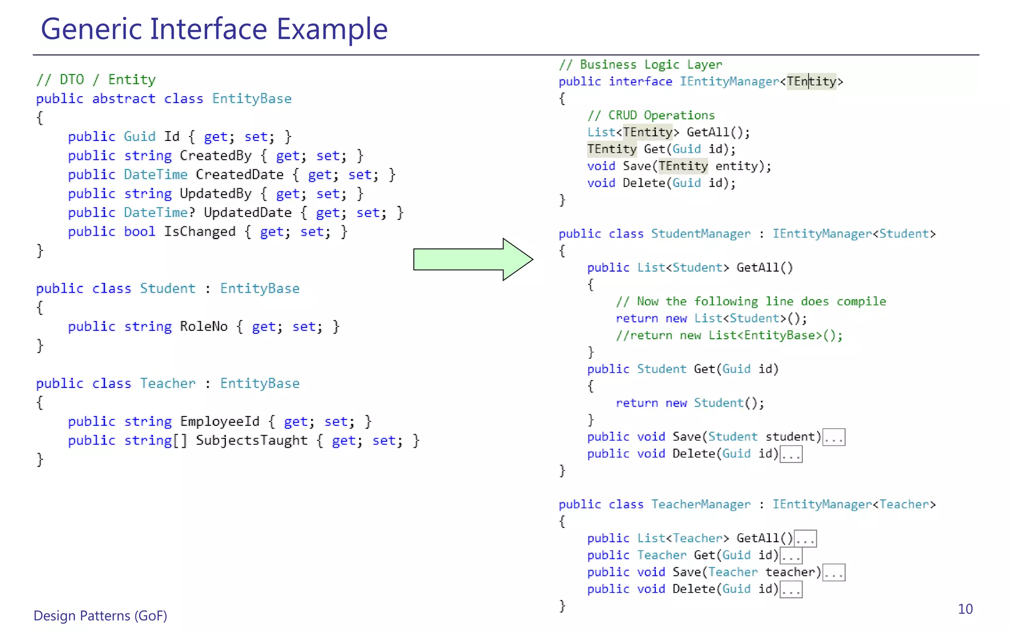 Generic Interface Example




Design Patterns (GoF)        10
 