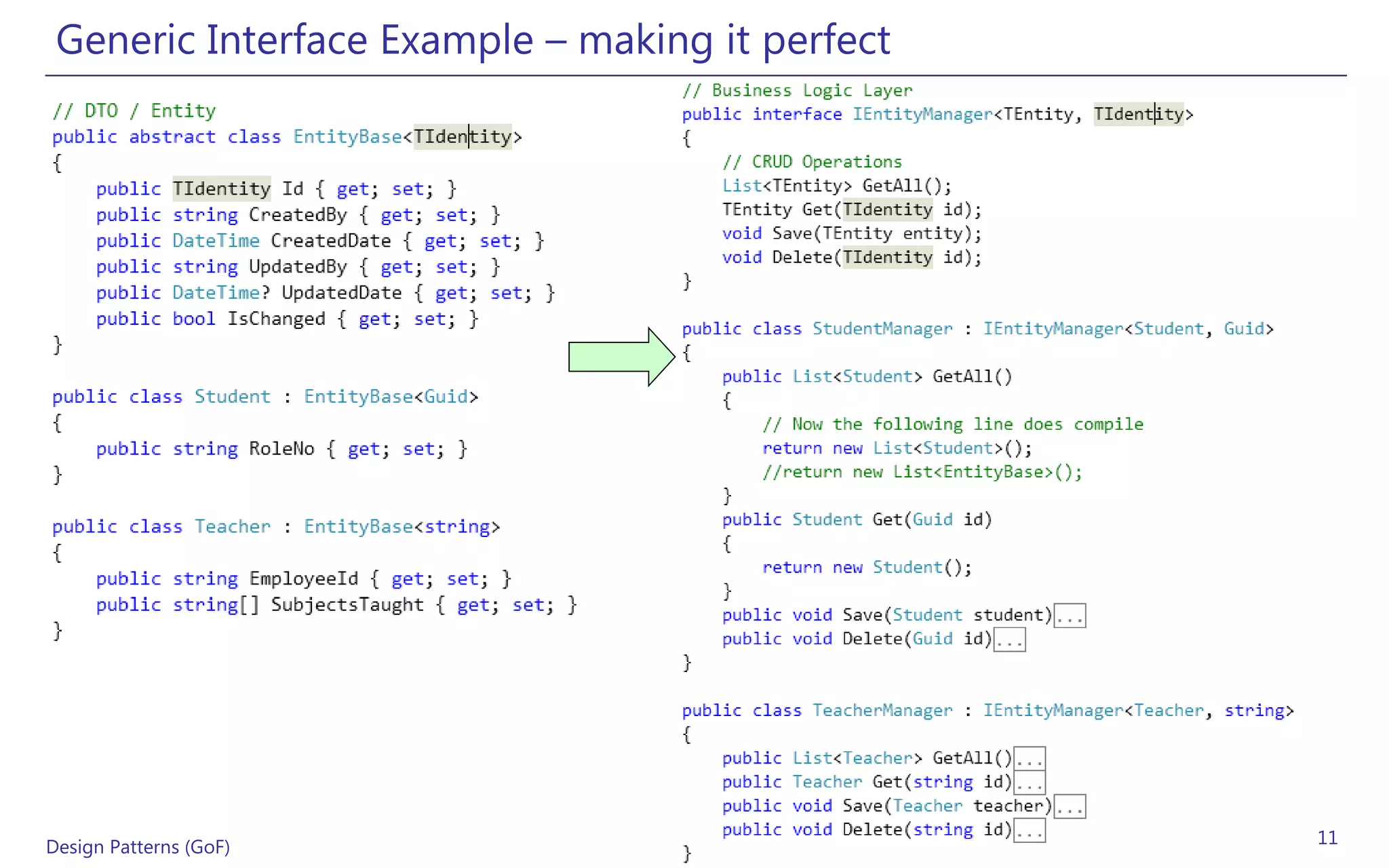 Generic Interface Example – making it perfect




Design Patterns (GoF)                            11
 