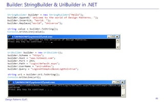 Builder: StringBuilder & UriBuilder in .NET




Design Patterns (GoF)                          46
 