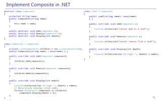 Implement Composite in .NET




Design Patterns (GoF)          71
 