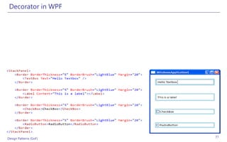 Decorator in WPF




Design Patterns (GoF)   77
 