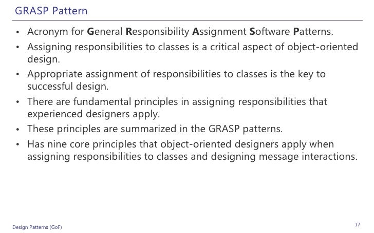 Design Pattern Grasp | design patterns exles in net Design Pattern Grasp | design patterns exles in net