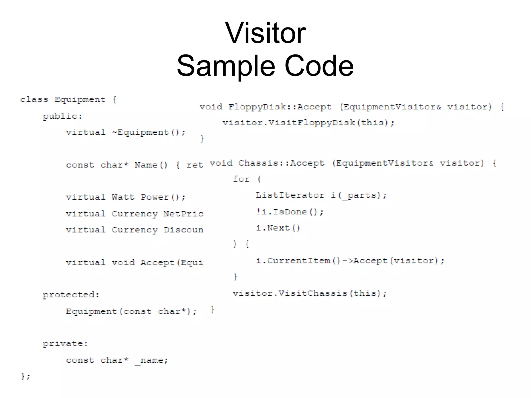 Visitor Sample Code 