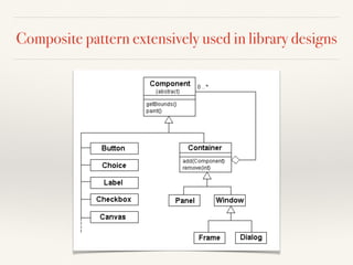Composite pattern extensively used in library designs
 