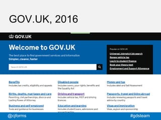 @cjforms #gdsteam
GOV.UK, 2016
 