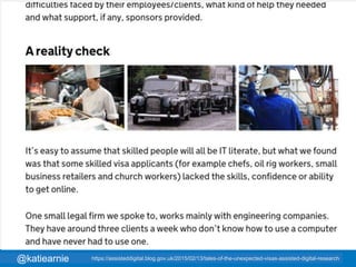 @cjforms #gdsteamhttps://assisteddigital.blog.gov.uk/2015/02/13/tales-of-the-unexpected-visas-assisted-digital-research@katiearnie
 