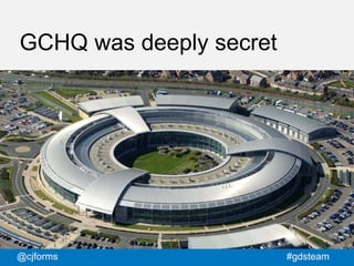 @cjforms #gdsteam
GCHQ was deeply secret
 