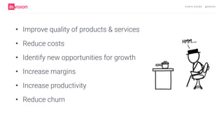 C H R I S AV O R E · @ E R O VA
• Improve quality of products & services
• Reduce costs
• Identify new opportunities for growth
• Increase margins
• Increase productivity
• Reduce churn
 
